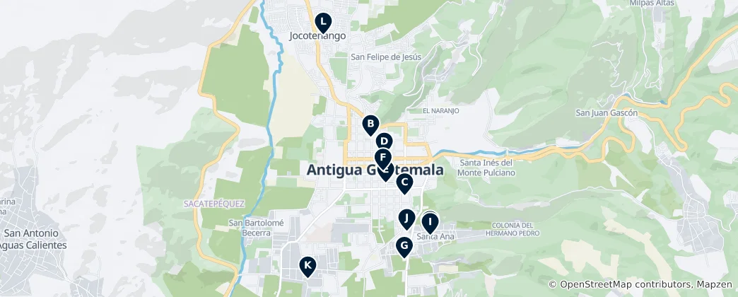 Mapa De Sitios Sagrados de Antigua