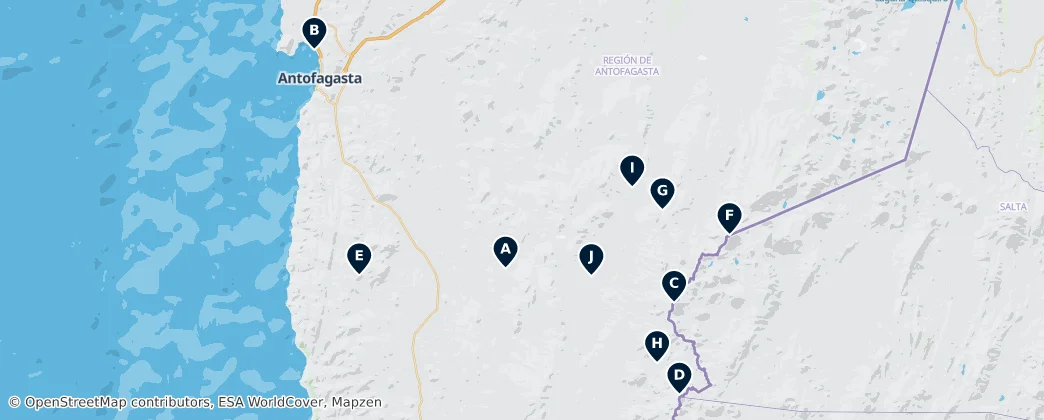 Map of Natural Wonders of Atacama