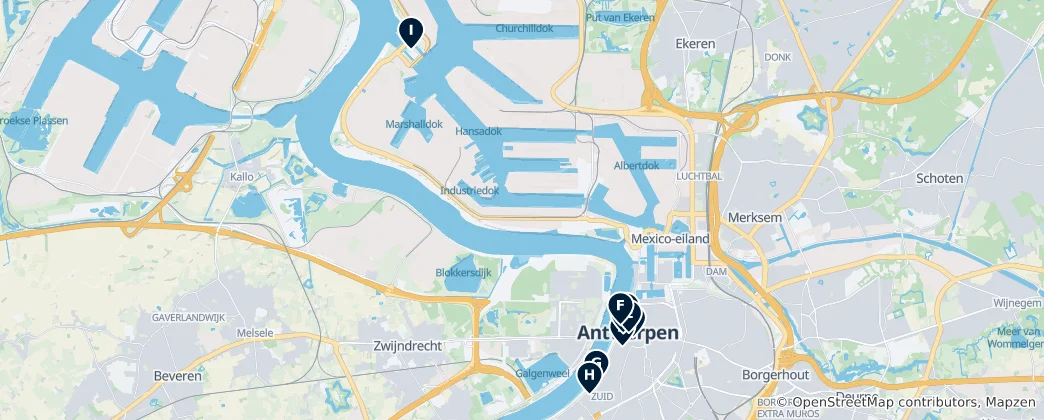 Карта Antwerp Museums and Galleries