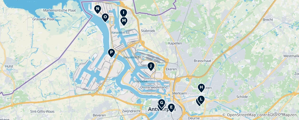 Kaart van Architecturale Schatten van Antwerpen