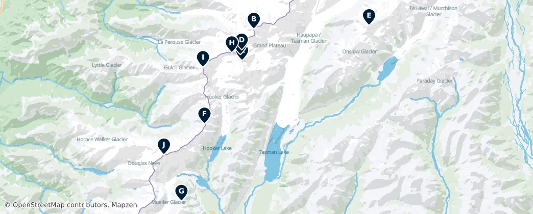 Mapa De Iconic Southern Alps Peaks