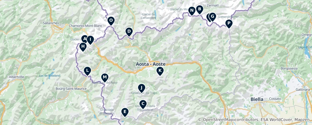 Mapa De Alpine Peaks and Glaciers