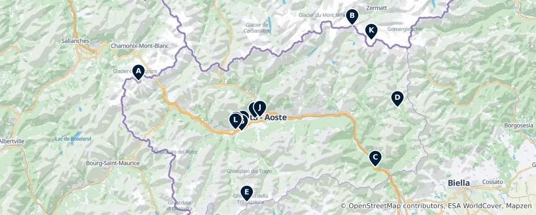 Aosta Valley Highlights 지도