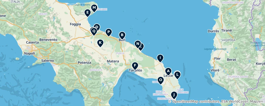 Mapa Archaeological Sites in Apulia