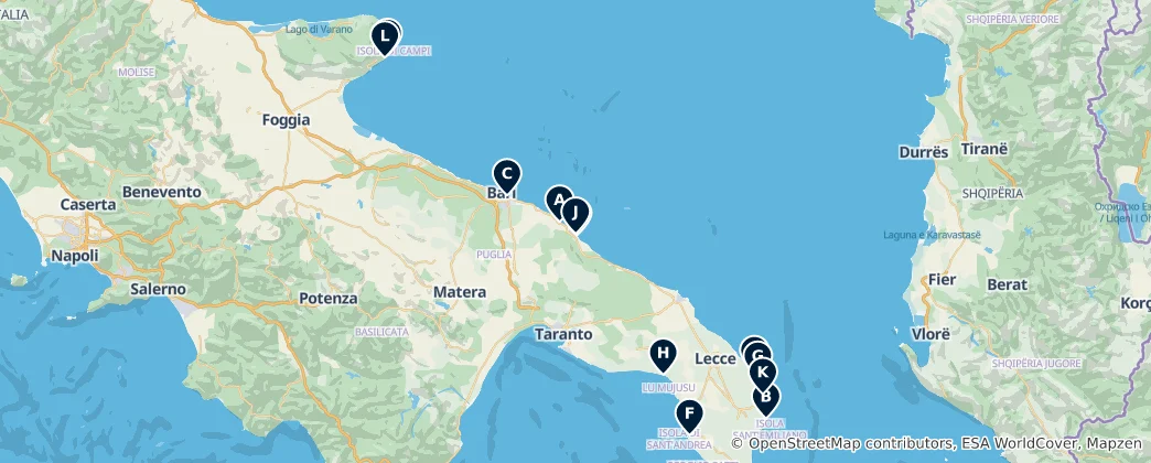 Map of Best Beaches in Apulia