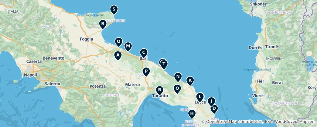 Map of Castles and Fortifications of Apulia