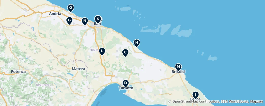 Mapa Culture & Arts in Apulia