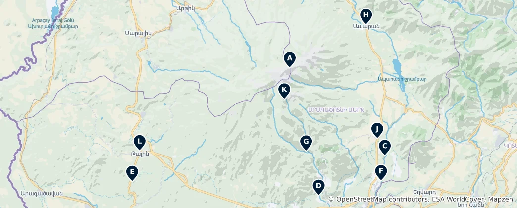 Aragatsotn Province: Essential Landmarks Haritası