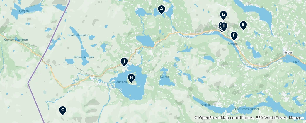 Kaart van Åre District Highlights