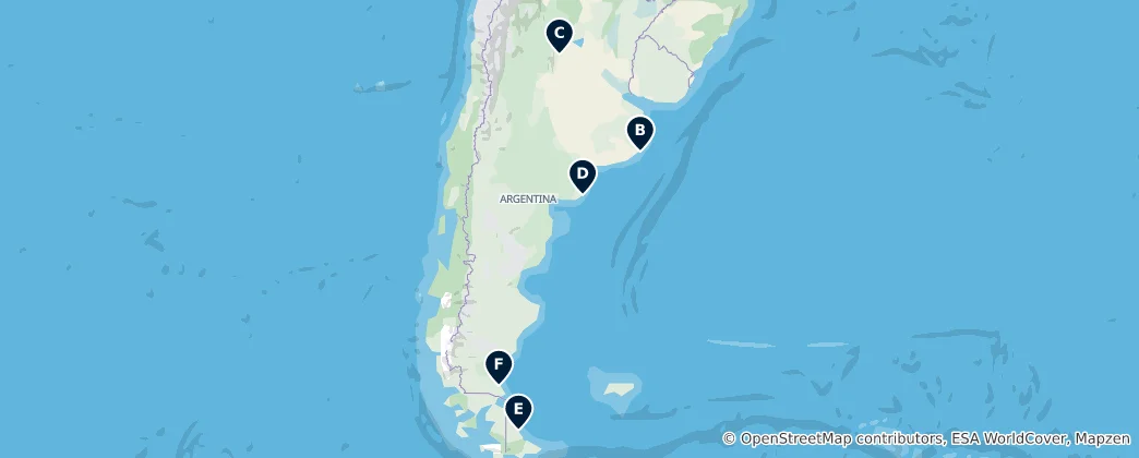 Map of Argentina's Coastal Escapes