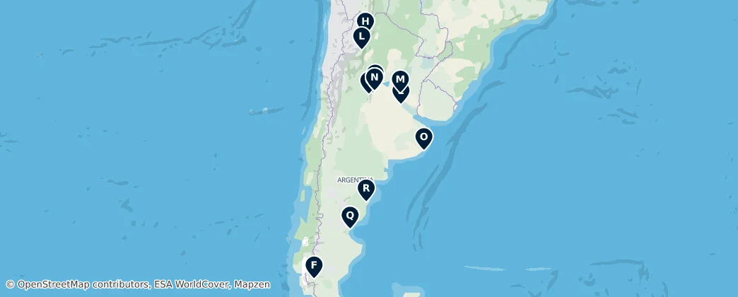 Map of Cultural Highlights of Argentina