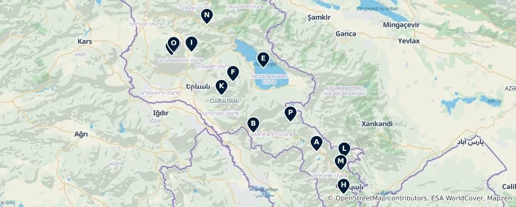 Mapa Armenia's Natural & Cultural Gems
