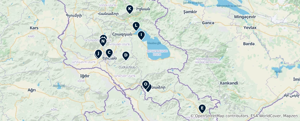 Mapa Armenia's Spiritual Heritage