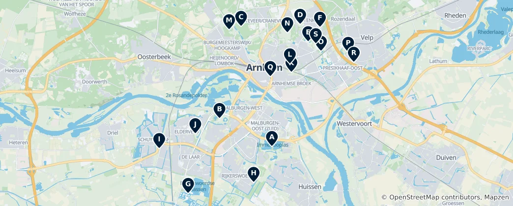 Map of Arnhem's Parks and Gardens