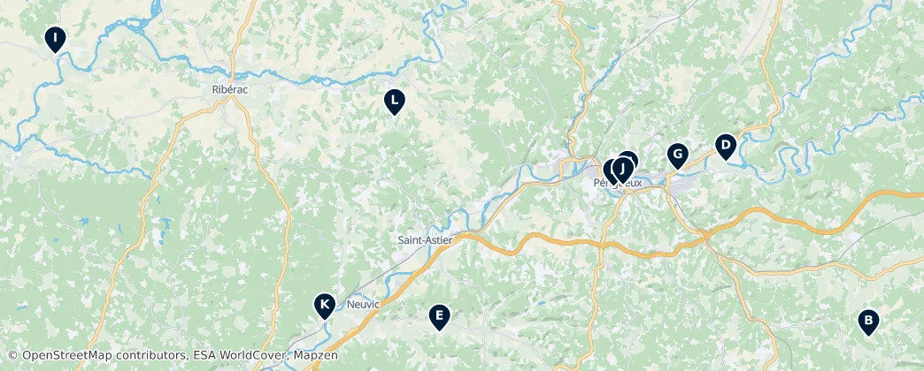 Karte von Arrondissement de Périgueux Essentials