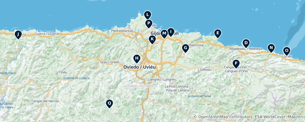Karte von Asturias Historical Treasures