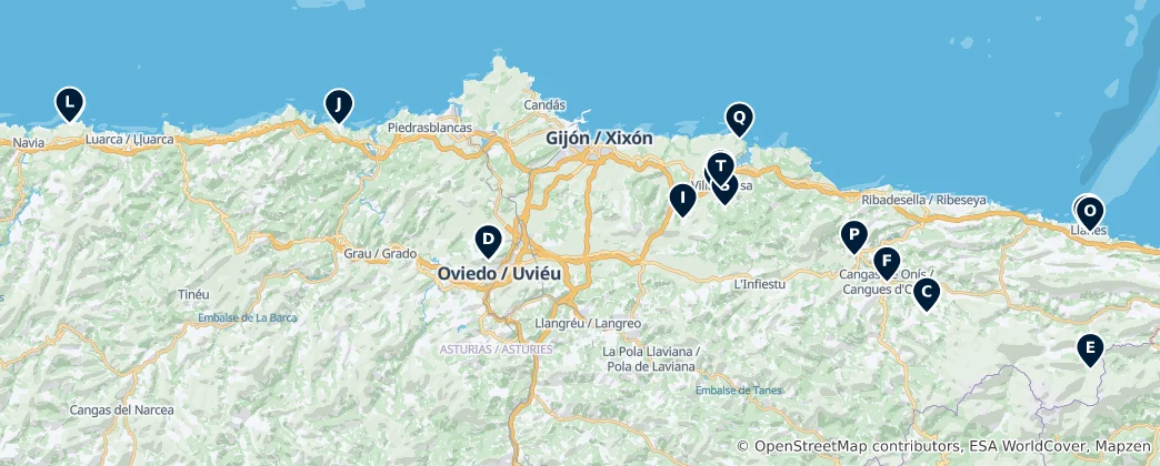 Karte von Asturias Religious Heritage
