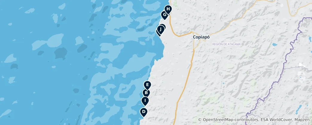 Mapa Coastal Parks & Beaches