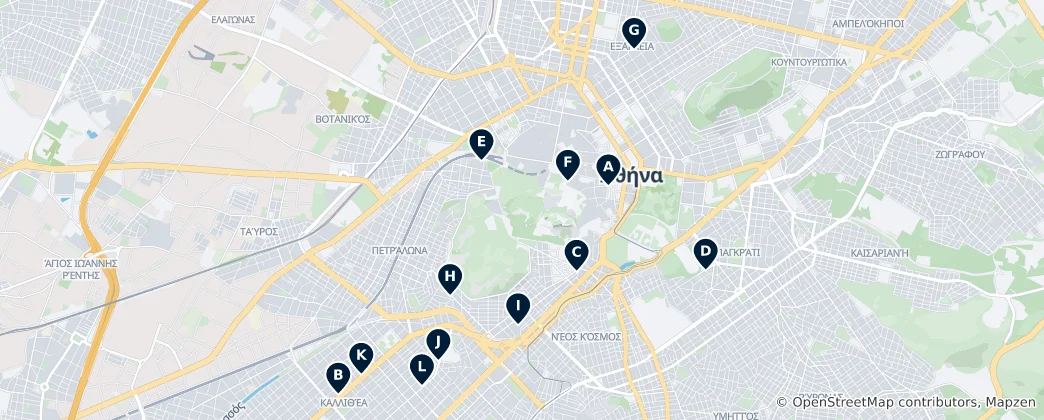 Mapa Athens Cafes & Bakeries