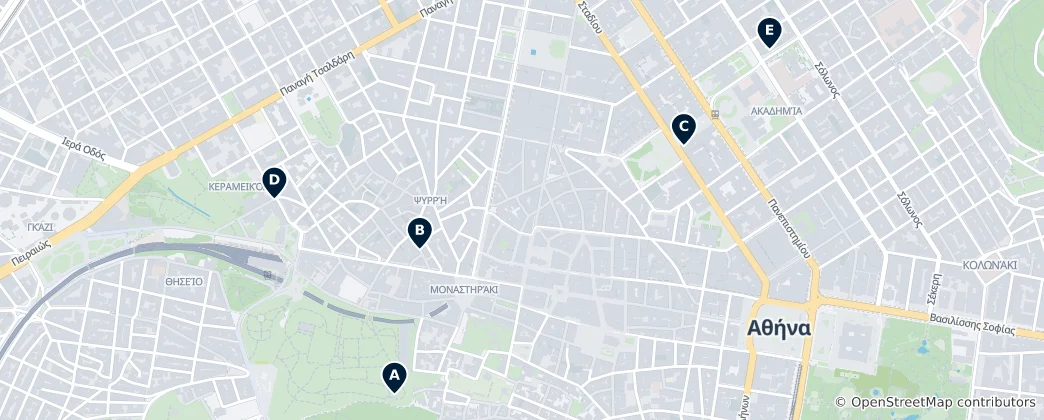 Mappa di Athens Hidden Gems