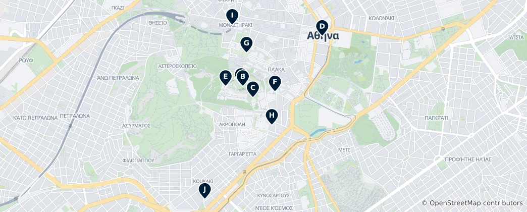 Mapa Historyczne Ateny i życie nocne