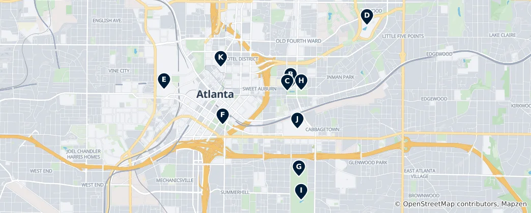 Mapa Atlanta's Essential Landmarks
