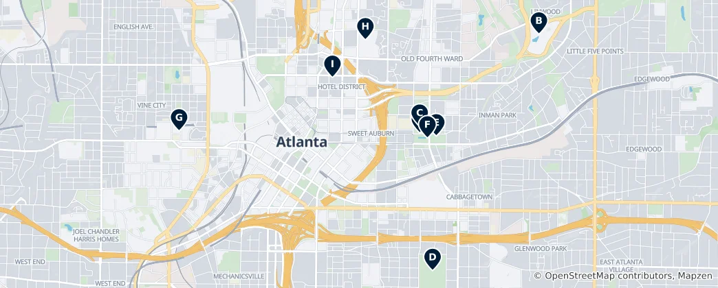Karte von Atlanta's Museums & Galleries