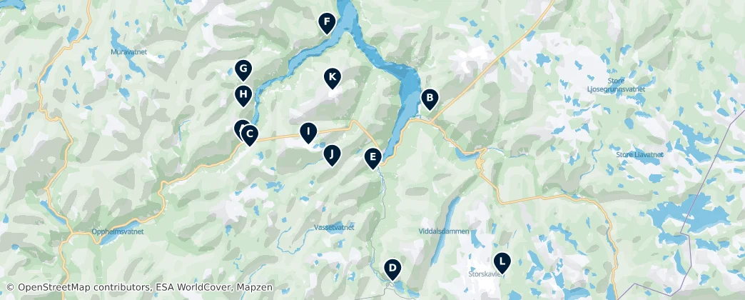 Kaart van Natuurwonderen van Aurland