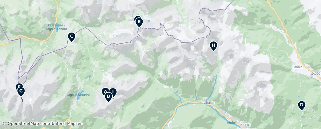 Alpine Trails & Via Ferrata — Kaart