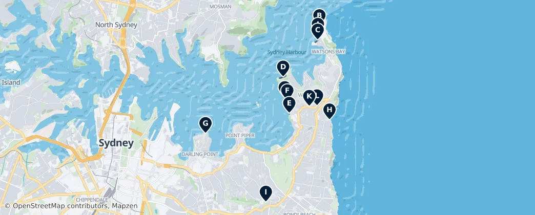 Sydney’s Best Beaches & Views — Karte
