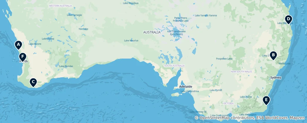 Carte de Australia's Hidden Gems