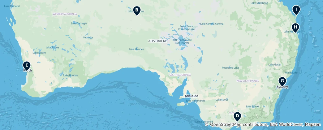 Carte de Australia's Top Landmarks