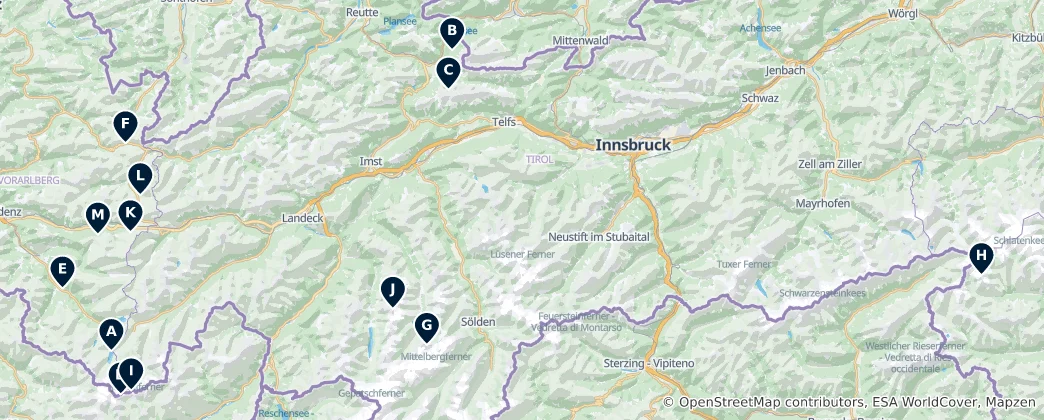Carte de Alpine Huts & Peaks