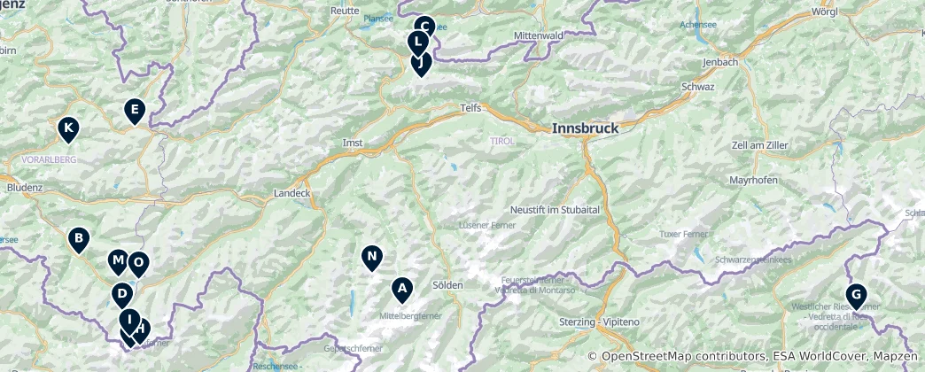 Carte de Alpine & Mountain Highlights