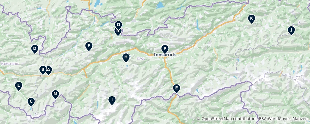 Map of Alpine Winter Sports Highlights