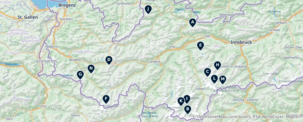 Carte de Iconic Alpine Huts