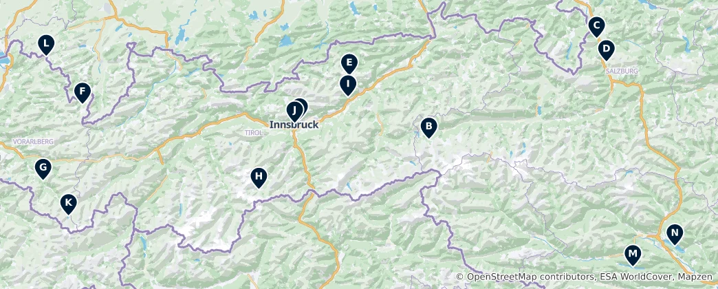 Carte de Top Natural Attractions