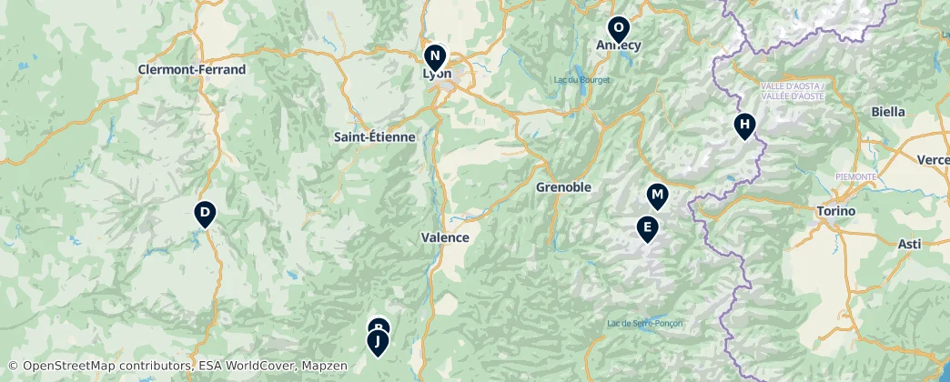 Karte von Auvergne-Rhône-Alpes Essentials