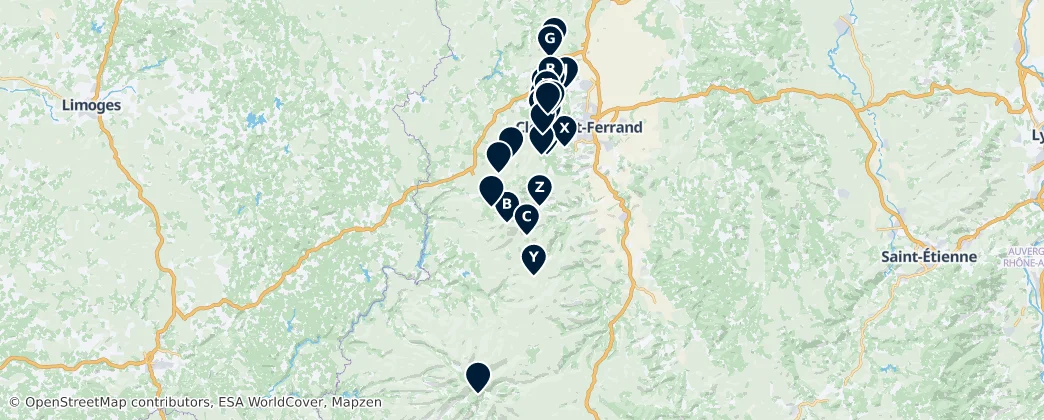 Mapa Volcanic Landscapes of Chaîne des Puys