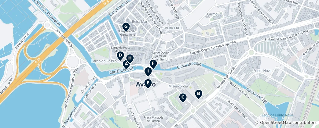 Mappa di Aveiro's Unmissable Charms