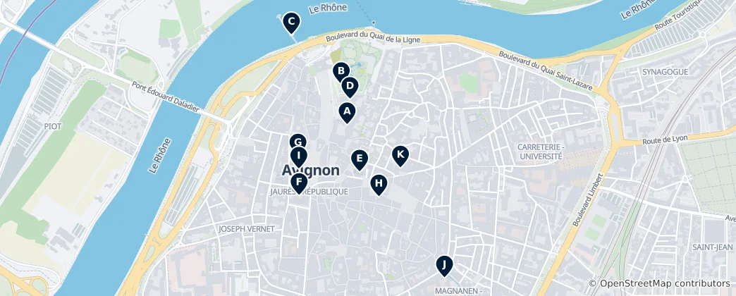 Mappa di Avignon's Historic Heritage