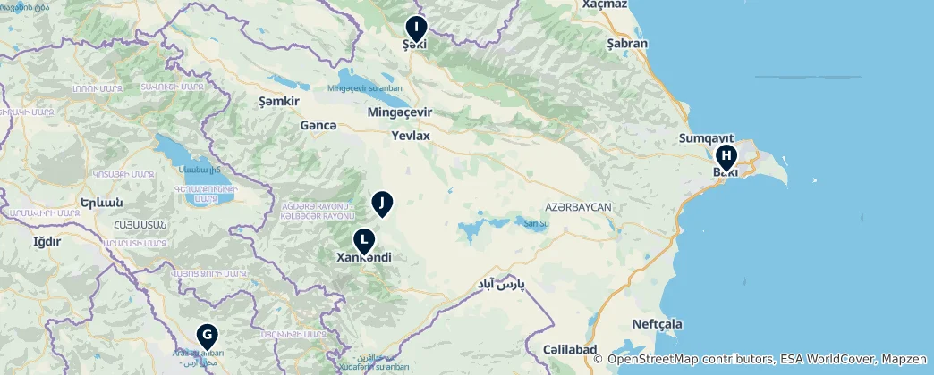 Karte von Azerbaijan's Cultural Treasures