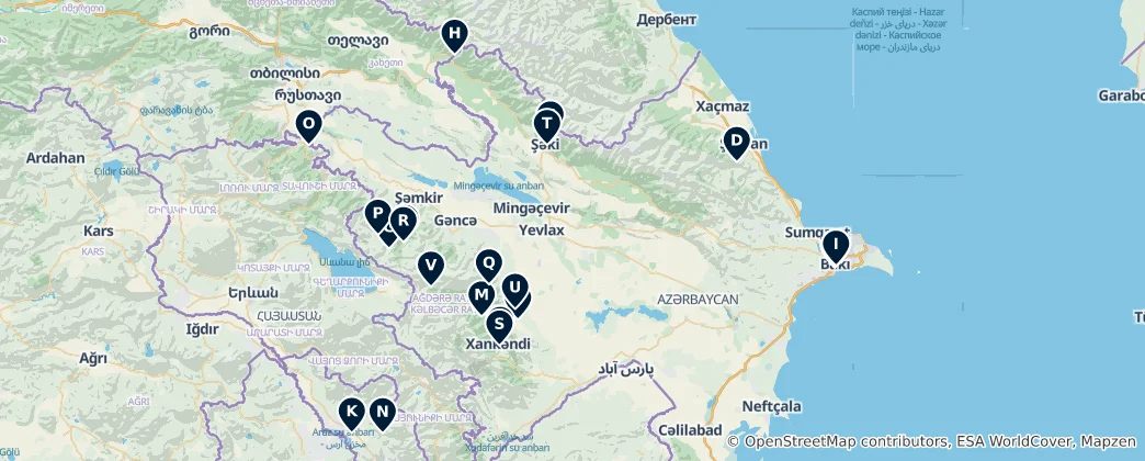Map of Historic Sites of Azerbaijan