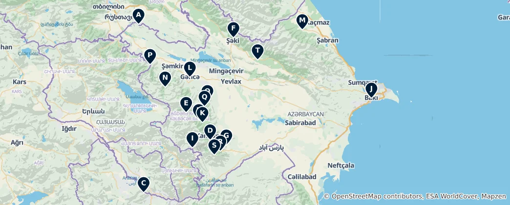 Map of Spiritual Sites of Azerbaijan