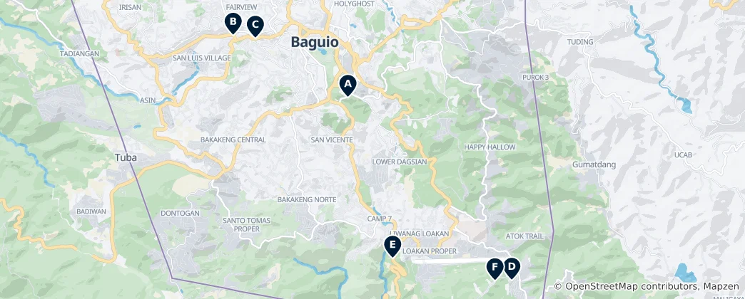 Karte von Top Monuments in Baguio