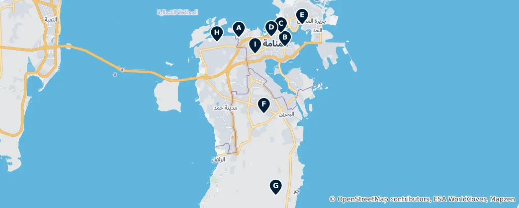 Karte von Bahrain's Essential Landmarks