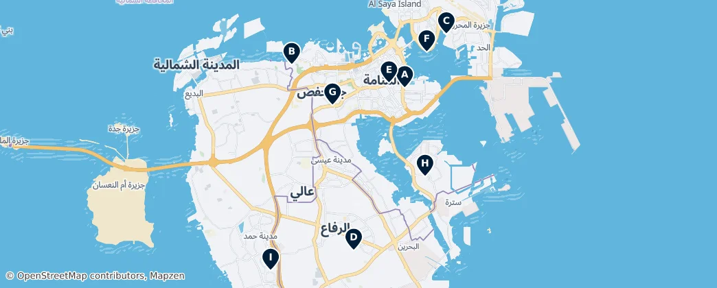 Map of Historical Sites of Bahrain