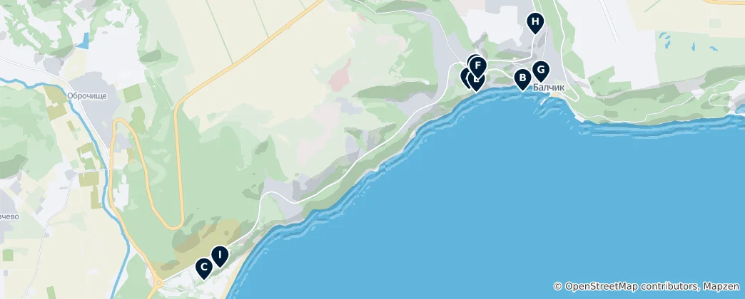 Mapa Balchik's Royal Charm and Coastal Gems