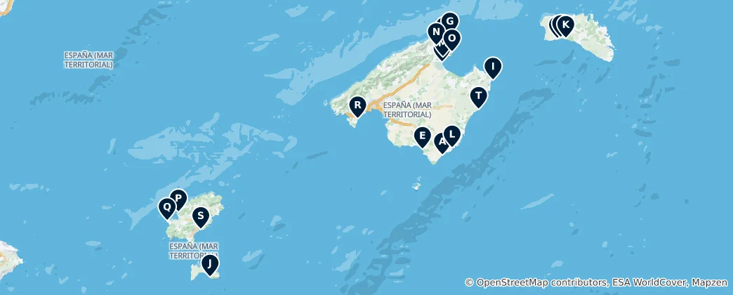 Mappa di Balearic Island Beaches