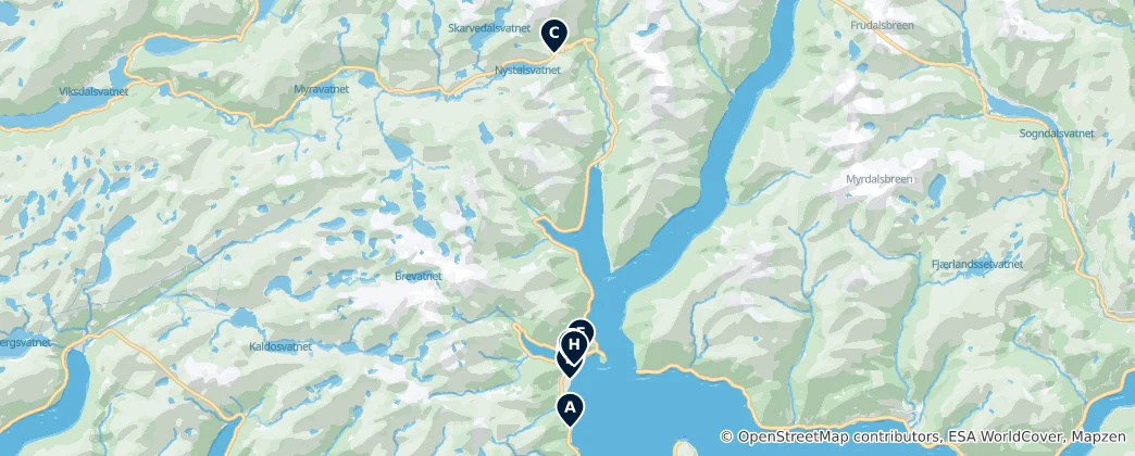 Karte von Balestrand Essentials